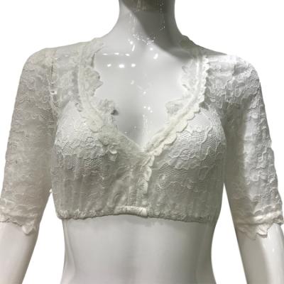 China Breathable Sexy Sheer Deep Neck Blouse Women's Beer Festival Beer Festival Dirndl Half Sleeve Lace Crop Tops Blouse for sale