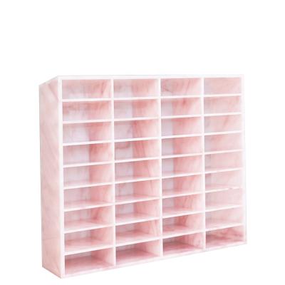 China Handmade Pink Marble 36 Compartments Eyelash Extension Packaging Box Acrylic Eyelash Tools Storage Case for sale