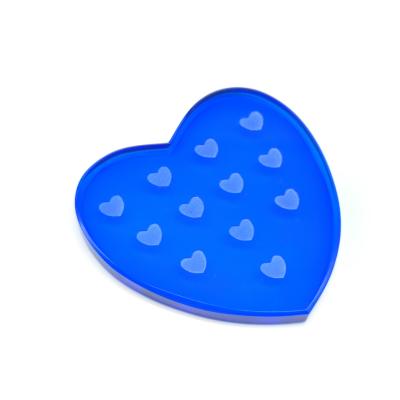 China Handmade Glass Eyelash Glue Tray /Heart Hole Adhesive Tray /blue Holder Glue Wick Palette for sale