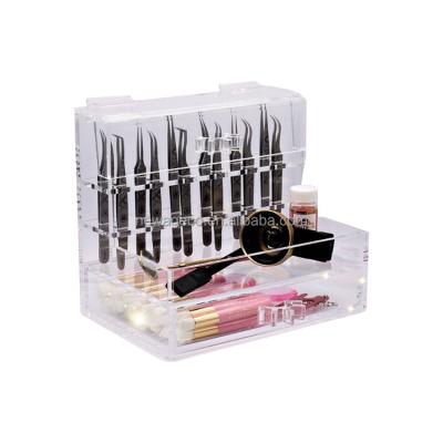 China New Design Handmade Makeup Eyelash Organizer Dust-Proof Eyebrow Tweezers Acrylic Display Case Holder for sale