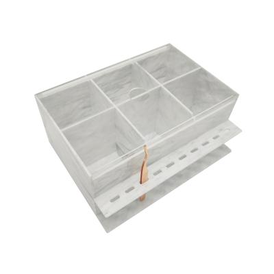 China Handmade Marble Tweezer Case Lash Cart Organizer Acrylic Beauty Makeup Tool Case for sale