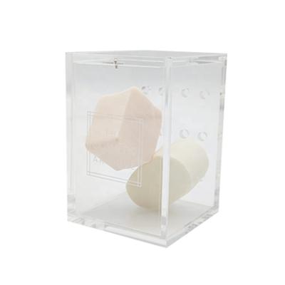 China Handmade Custom Small Box Beauty Clear Acrylic Egg Box With Lid Makeup Sponge Egg Box for sale