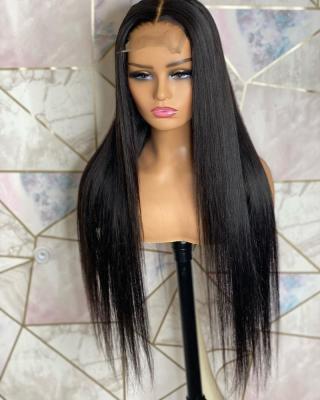 China Hot Selling High Quality Natural Black Color Natural Straight Human Hair 13x4 HD Virgin Hair Straight Lace Front Wigs For Black Women for sale