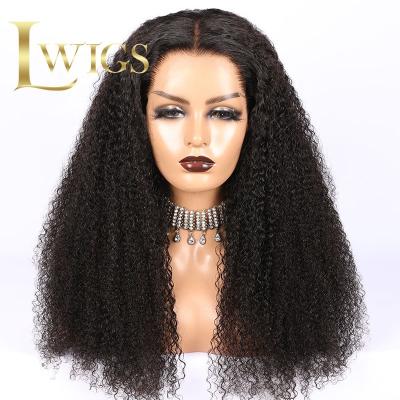 China 100% Natural Black Curly Virgin Human Hair Lace Front Wig High Quality Swiss Lace Straight Curly For Black Women for sale