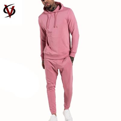 China Cotton Sports Plus Size Men's Jogger Sweatsuit Gym Plain Fleece Winter Pink Jogging Hoodies Tracksuits Apparel Set for sale