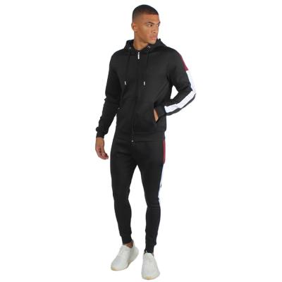 China OEM Custom Design Sports Plain Polyester Tracksuit Mens Slim Fit Tracksuit for sale