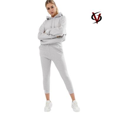 China New Stylish Plain Zipper Cotton Custom Design Sport Sweatshirt Sweat Pant Track Suits for Women for sale