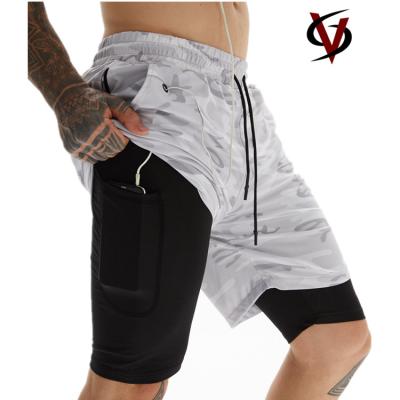 China Ready To Ship Sports Quick Dry Shorts Workout Running 2 in 1 Double-Deck Training Gym Shorts with Pockets for sale