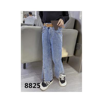 China Wholesale Anti-wrinkle fashion denim street autumn and winter child solid color single side split denim child pants jeans for sale