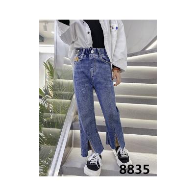 China best quality Four Seasons Anti-wrinkle denim blue simple right side split 110cm-160cm casual kids jeans for sale