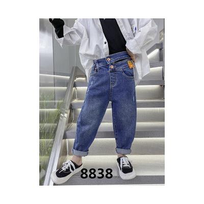 China autumn and winter girls style 3-10years straight jeans quality guaranteed high-waisted high-waisted big korean kids pants for sale