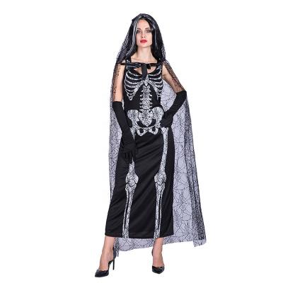 China Female Halloween Costume Masquerade Party Carnival Role Playing Costume Women's Black Gauze Skeleton Ghost Bride Zombie Costume for sale