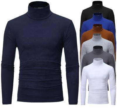 China Breathable Multiple Color Turtle Neck T Shirt Cotton Long Sleeves Winter T Shirt For Men Polo Tees for sale