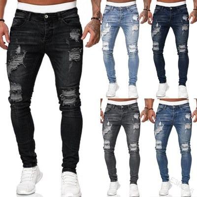 China Durable Loose Pantalones Regular Ripped Slim Washed Custom Ripped Plus Size Pants And Jeans Mens Denim Jeans for sale