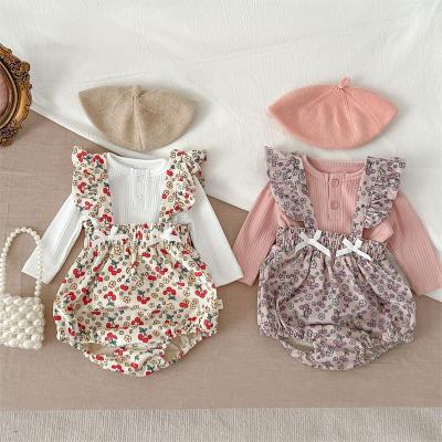 China Casual 2023 Wholesale Baby Girls Romper Dress Set Cotton Organic Rompers Baby Girl Short Sleeve Newborn Baby Clothes for sale