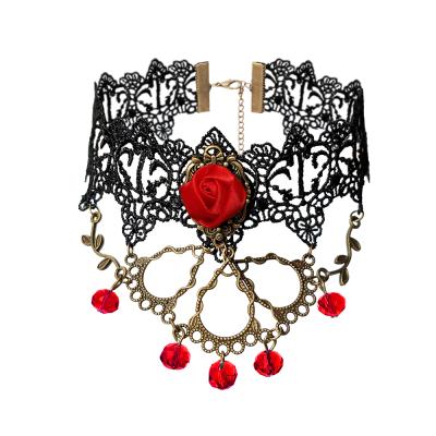 China Gothic Neo-Gothic Lace Collar Vintage Jewelry Necklace Statement Fake Necklaces and Women Accessories Choker Pendant Necklace for sale