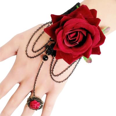 China New Fashion TRENDY Rose Flower Wrist Bracelets for Women Wedding Jewelry Accessories Bangle Bracelet for sale