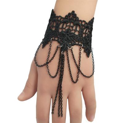 China TRENDY Vintage Black Lace Tassels Bangles Bangles For Women Gothic Jewelry Women Handmade Accessories Party Jewelry for sale