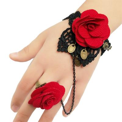 China Vintage Handmade Bracelet For Women Cute Accessories Lace Flower Bracelets Bangles Women Wrist Jewelry for sale