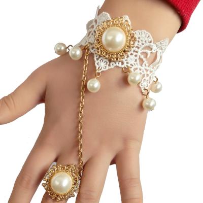 China New Fashion Neo-Gothic Lace Wrist Jewelry Women's Handmade White Bangle Bracelet Accessories for sale