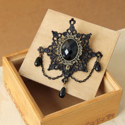 China Handmade Vintage Lace Brooch For Lady Party Jewelry Accessories Gift Lace Bodice Pin Antique Fabric Brooch Women for sale