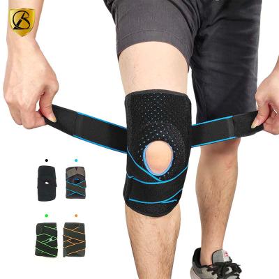 China Adjustable Elasticity Breathable Gel Cushioned Breathable Adjustable Compression Knee Support Brace With Elastic Compression Strap For Running, Basketball for sale