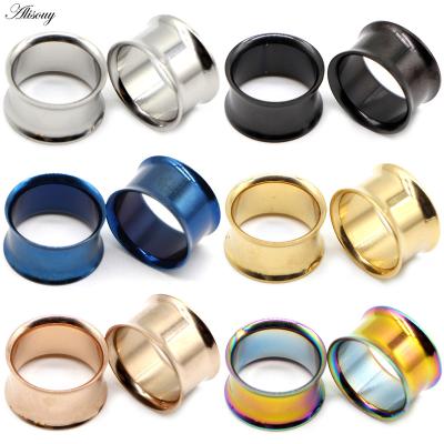 China Hiphop Alisouy 2PCS 3-38mm Hollow Stainless Steel No-Screw Fit Ear Gauges Tunnel Expander Plug Body Piercing Flare Earrings stretching for sale