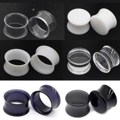 China Hiphop 2Pieces White Black Transparent Acrylic Ear Tunnel Plug Ear Gauges Piercing Double Curved Saddle Expander Stretcher Body Jewelry for sale