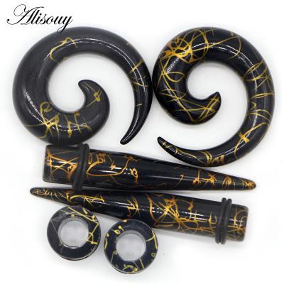 China Punk Alisouy wholesale 3 Pair/Lot Acrylic Spiral Ear Tunnel Stretching Taper Piercing Ear Expander Plugs Body piercing Jewelry 2-12mm for sale