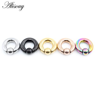 China Punk Alisouy 1PC Big Stainless Steel Captive Hoop BCR Eyebrow Tragus Closure Nipple Bar Lips Nose Rings Ear Piercing Body Jewelry for sale