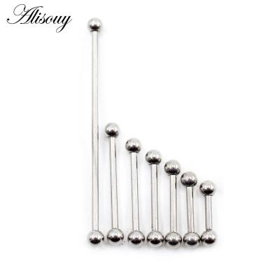 China Hiphop Alisouy 1PC 6mm-38mm G23 Titanium Steel Ball Women Piercing Long Industrial Barbell Tongue Nipple Ring Bar Tragus Helix Ear Stud for sale