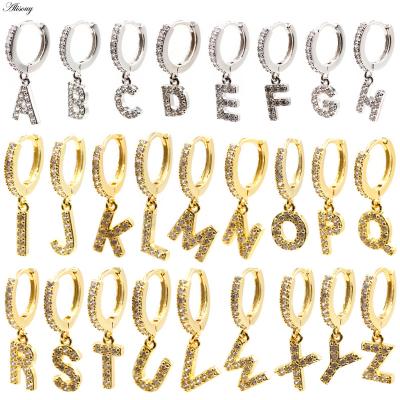 China TRENDY Alisouy 2PC Fashion Gold Color Hoop Earrings HipHop Initial 26 Letters Dangle Hoop Earrings For Women Men Brincos Trend Jewelry for sale