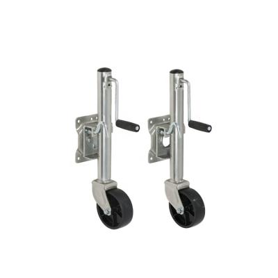 China Wholesale 1000lbs Side Wind Bolt On Side Wind Swivel Jockey Wheel Trailer Tongue Jack With Rubber Wheel for sale