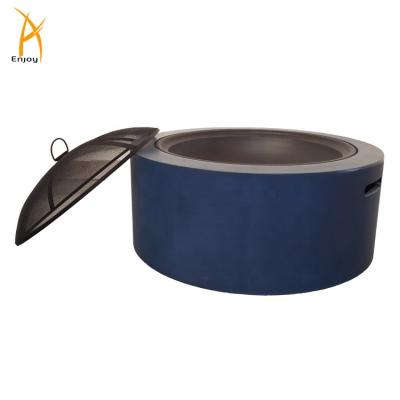 China Stocked 30 inches Wood Burning Fire Pit Outdoor Concrete Fire Pit in Blue Color for sale