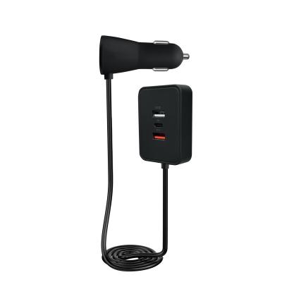 China Black Fast Charge USB Car Charger 3 Port USB A & 2 USB C Car Power Adapter for sale