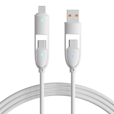 China Tangle Free USB Lightning Cable PD Type C Micro Cable 60W 3A 4 In 1 for sale