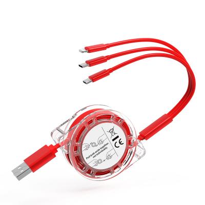 China Cable USB TPE rojo 3 IN 1 2A Salida 480Mbps 1M longitud personalizable en venta