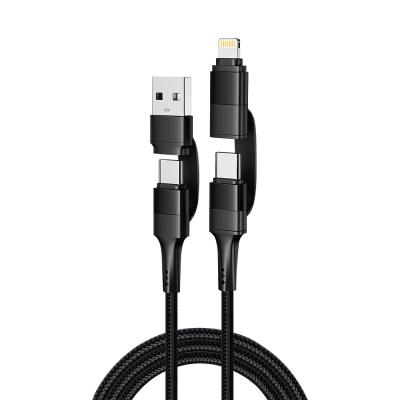 China Cable de carregamento multifunção de alta velocidade 4 em 1 Cable trançado USB / Tipo C para Tipo C / Lightning à venda