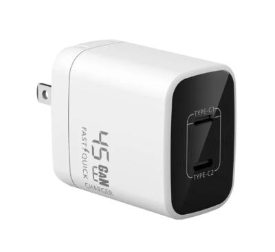 China Smart 2 Port USB C GaN Carregador ABS PD 45W Adaptador de Carregamento Rápido personalizado à venda