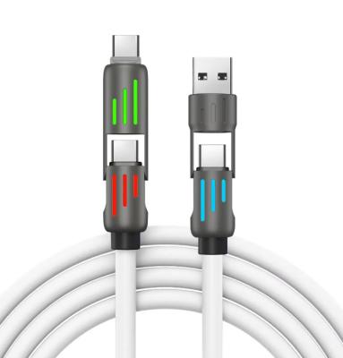 China Silicone 4 In 1  Type C To Type C 60W USB A Charging Lightning  Iphone Charger Cable for sale