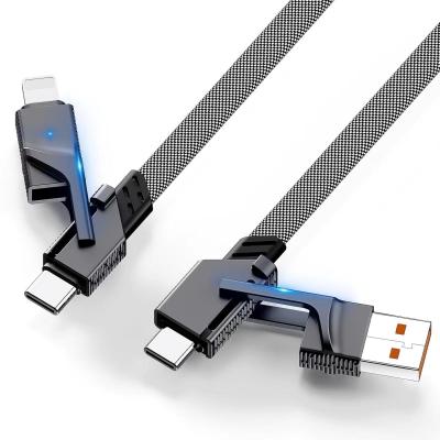 China 60W USB-sneloplaadkabel gevlochten dubbel type C-kabel 4 in 1 Multi-laadkabel Te koop