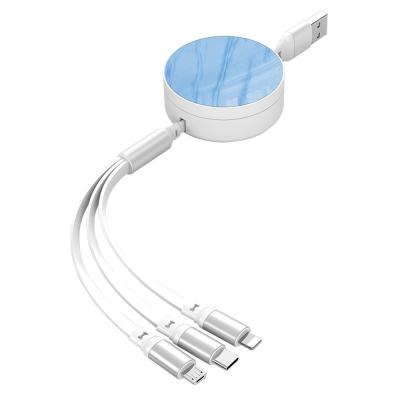 China 66W 1.2M 2A TPE com ABS com liga de alumínio Cabo USB personalizável 3 em 1 Cabo de dados para carregamento de telefone celular à venda