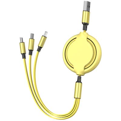 China Multi Function Charging Cable in Purple Yellow Green Red 3 in 1 TPE for Mobile Phone for sale