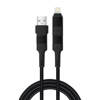 China 1m 4 em 1 cabo de alta velocidade multifunção entrelaçado USB Tipo C para Tipo C para Cable de carregamento Lightning à venda