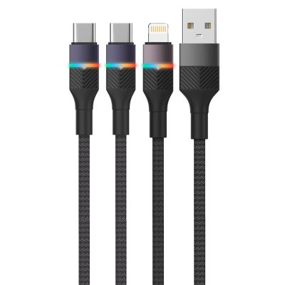 China 1m High Speed Braided Charging Cable CC60W / CL27W 1M 3A for Mobile Phone Charging RGB Light and Customized OEM Support for sale