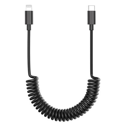 China Spring Wire Black Color 3A Multi Function C To C To L Charging Cable TPU High Speed Data Transfer Cable for sale