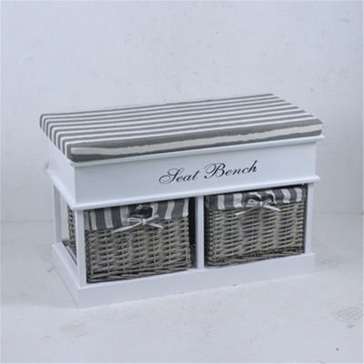 China Useful Compartment Storage (The Other) Of Two Seat Adjustable White Wooden Bench Baskets for sale