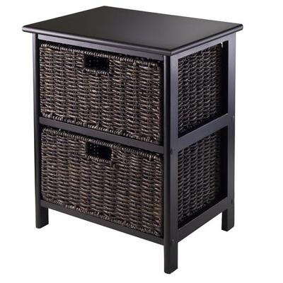 China Foldable KD Storage Rack with Baskets Black Pine Wood for sale