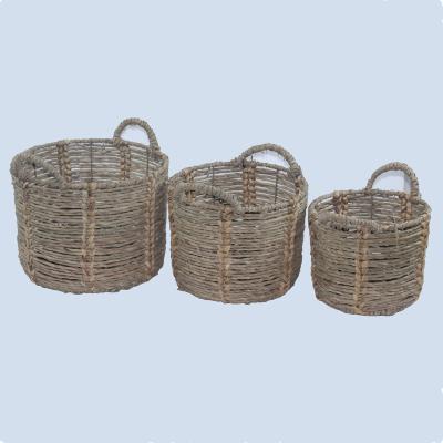 China Sustainable Set 3 of Natural Water Hyacinth Storage Bins Basket for sale