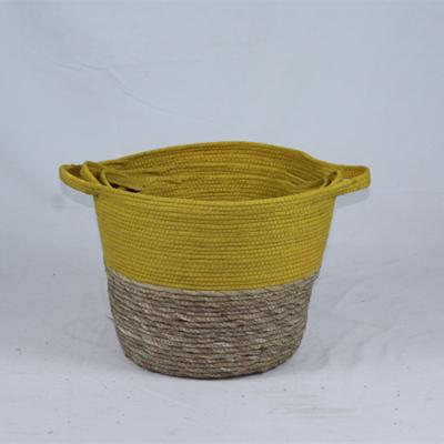 China Stocked Set Top 3 Storage Basket Cotton Rope Basket QualityWoven Basket for sale